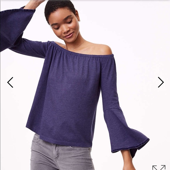 LOFT Tops - NWT Loft Velvet Trim Off the Shoulder Bell Sleeve